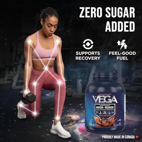 Vega Protein + Recovery, Chocolate – 30g Vegan Protein, Dairy & Gluten Free, Probiotics, NSF Certified, 1.98 kg (45 Servings) — view 4
