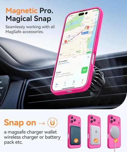 CANSHN Magnetic Compatible with iPhone 17 Pro Max Case, Upgraded [Full Camera Protection] [Compatible with Magsafe] [Translucent Matte] Shockproof Protective Phone Cover 6.9 Inch - Hot Pink — view 4