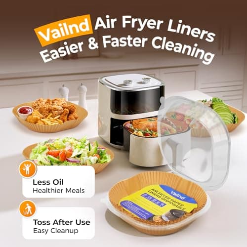 Air Fryer Paper Liners, 125Pcs Parchment Paper, Air Fryer Liners Disposable for Microwave, Non-Stick Air Fryer Liner Square Free of Bleach (8IN) — view 6