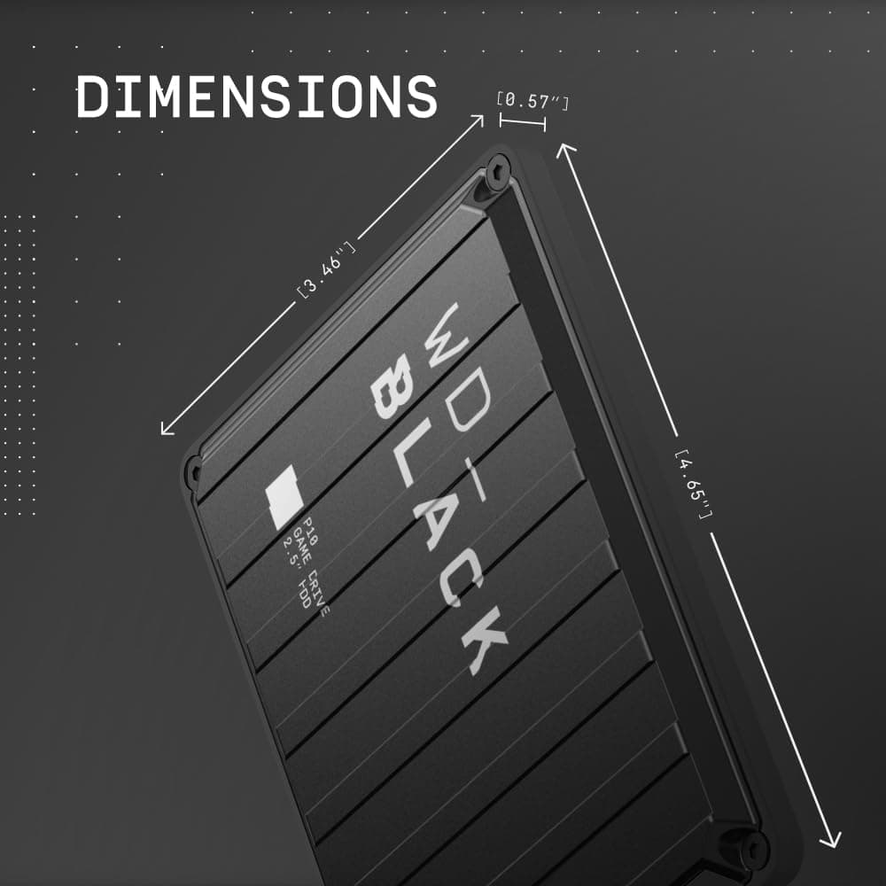 WD_BLACK P10 2TB Game Drive HDD portátil, USB 3.2 Gen 1, hasta 130 MB/s, Type-A compatible con Playstation, Xbox, PC y Mac — view 2