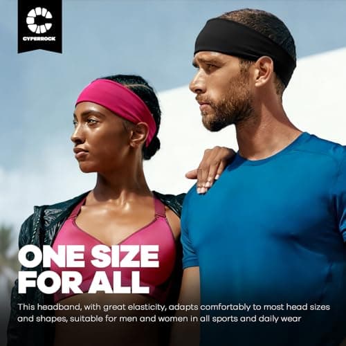 CYPERROCK Sweat Band, 5 Pack Headband Moisture Wicking for Running Sports — view 5