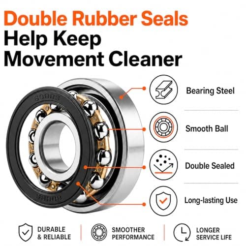 20 Pcs 608 Bearings 2RS, Premium Steel Sealed Deep Groove Bearings — view 2