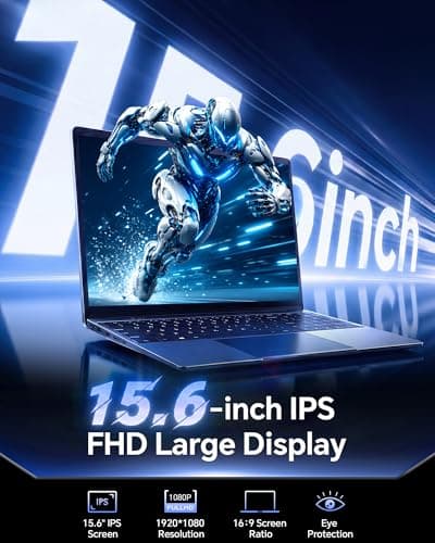 AKCHART 15.6 Inch Laptop with AI, Office 365, 6GB RAM 128GB SSD, Quad-Core Processor, Win 11 Home Laptops Computer, IPS FHD, 180°Viewing, Type-C, WiFi 5, BT4.2, Portable Thin Laptops - Gray — view 2