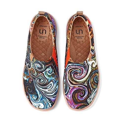 UIN Men's Walking Travel Shoes Slip On Canvas Casual Loafers Lightweight Comfort Art Painted Fashion Sneaker Starry Night II (12)