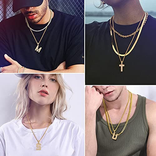 FindChic Bling CZ Bold Letter W Necklace For Men&Women Hip Hop Iced out 18K Gold Plated Custom Name Large Initial Pendant Personalized Jewelry for Rapper Boys 22inch Wheat Chain