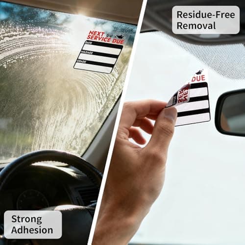 Mkobon 120 Pcs 2x2 Inches Oil Change Stickers, Next Service Due Sticker for Windshield, Strong Adhesion and No Residue, Clear Decals Labels for Car Auto Vehicles Window — view 3