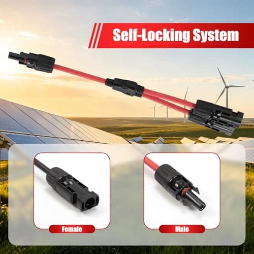 Solar Panel Connectors Y Branch Parallel Adapter Cable Wire Plug Tool Kit for Solar Panel — view 5