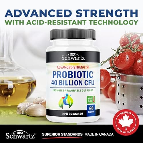 Probiotic 40 Billion CFU - Synbiotics Gut Health - Proudly Canadian Made - Bloating Relief & Digestive Health Support - Guaranteed Potency Probiotics for Men & Women - Shelf Stable, Non-GMO, 60ct — view 2