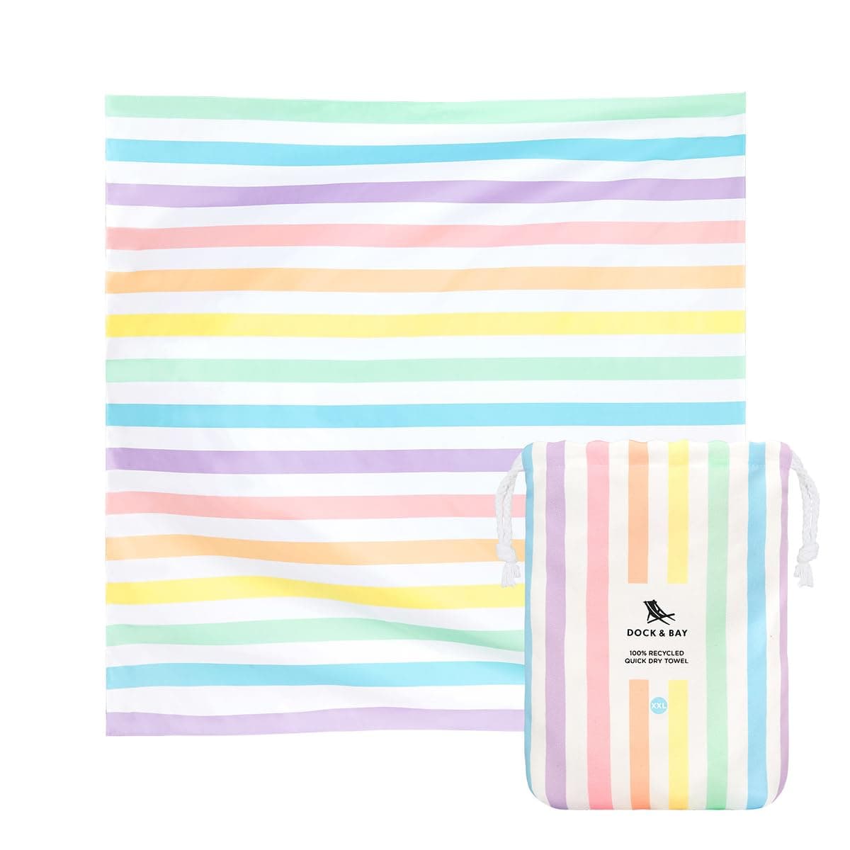 Dock & Bay Beach Towel - Quick Dry, Sand Free - Compact, Lightweight - 100% Recycled - Includes Bag - Cabana - Whitsunday Blue - Large (160x90cm, 63x35) — view 32