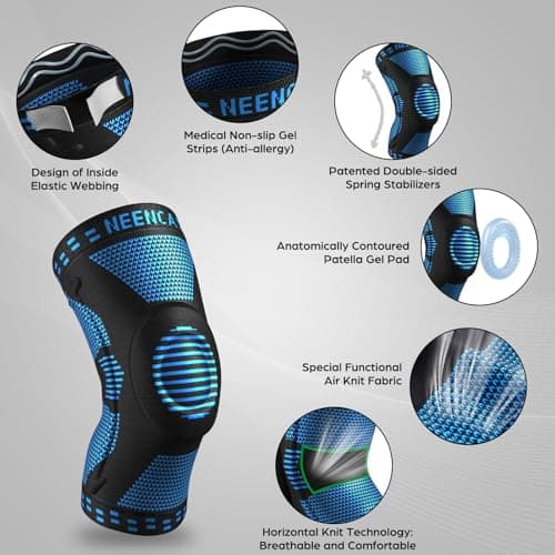 NEENCA Professional Knee Brace for Pain Relief, Medical Knee Support with Patella Pad & Side Stabilizers, Compression Knee Sleeve for Meniscus Tear, ACL, Joint Pain, Runner, Workout - FSA/HSA Eligible