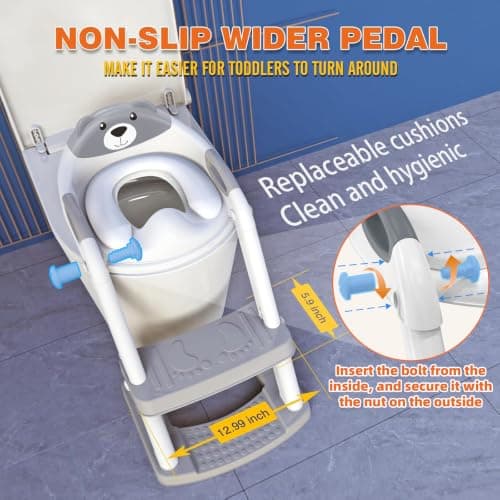 SKYROKU Potty Training Toilet, 2-in-1 Anti-Slip Seat with Step Stool — view 7