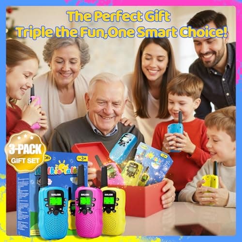 Rechargeable Walkie Talkies for Kids Games Outdoor Toys for 3-12 Year Old Boys Girls, 3 Miles Range Walkie Talkie to Camping, 4 Year Old Girl Gifts for 3 4 5 6 7 8 9 Year Old Boy Girl Gift — view 5