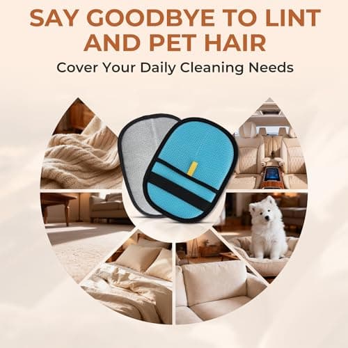 Blue Pet Hair Removal Gloves 2 Pack Reusable Pet Hair Remover for Dog Cat — view 5