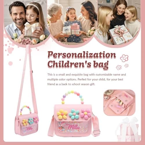 TIRXUIND Personalized Shoulder Bag for Girls – Custom Name Crossbody Bag, PU Leather Purse for Kids, Travel Vacation School Bag — view 3
