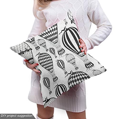 Ambesonne Grunge Fabric by The Yard, Hot Air Balloons of Vintage Minimalist Effects Greyscale Tones Illustration, Decorative Fabric for Upholstery and Home Accents, 2 Yards, Pale Charcoal — view 4