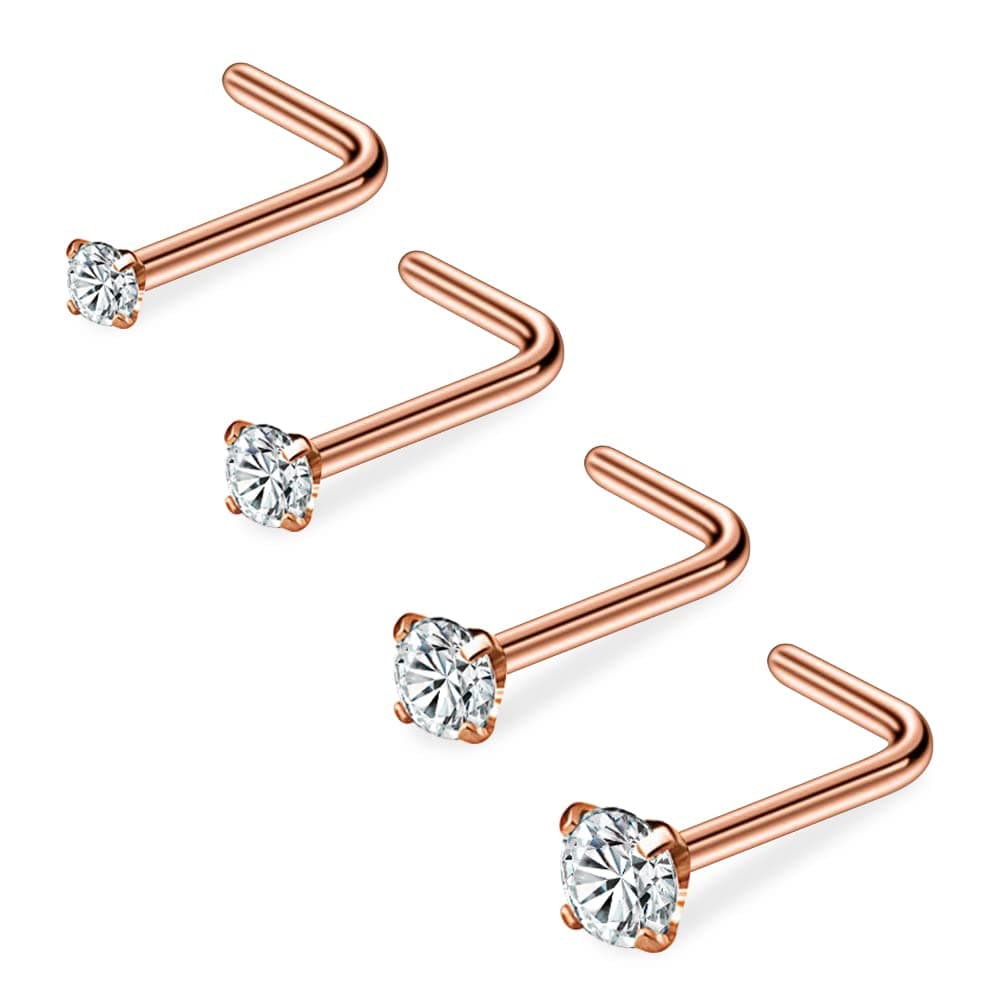PunkTracker 20G 1.5mm 2mm 2.5mm 3mm 3.5mm 4mm Nose Rings, 4-12Pcs Clear Diamond CZ Nose Studs Nose Piercings Jewellery — view 10