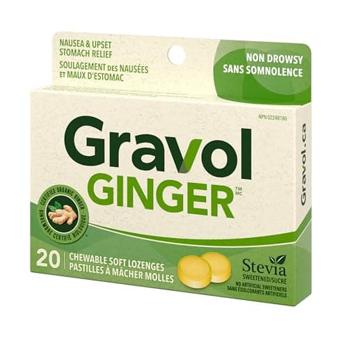 Gravol Ginger - Nausea & Upset Stomach Relief with Organic Ginger Extract - Chewable, Great Taste & Non-Drowsy - 20 Lozenges (Pack of 1) — view 11