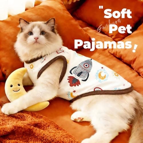 PETCARE Cartoon Dog Shirts for Small Dogs Cute Dog Clothes Brown Spaceship Tshirt Soft Cotton Puppy Pajamas Breathable Sleeveless Pet Tank Top Spring Summer Dogs Clothes for Chihuahua Yorkie Shih Tzu — view 3