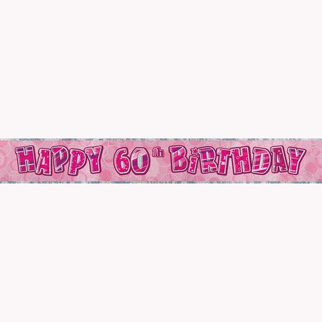Unique Party 92068 - 9ft Foil Glitz Pink Happy 80th Birthday Banner — view 45