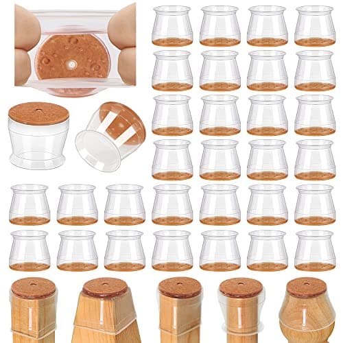 32 Pcs Chair Leg Floor Protectors for Hardwood Floors Silicone Covers to Protect Wood Tile Floors Felt Pads Furniture Leg Caps Anti-Scratch Reduce Noise (Fit:1.3"-2")