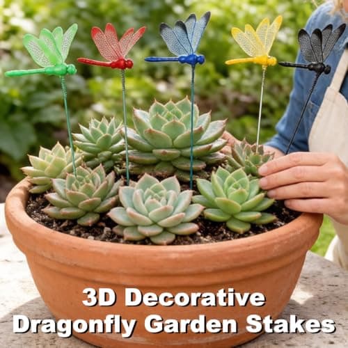 Eiarrnp 3D Decorative Dragonfly Garden Stakes Dragonflies Garden Decorations for Yard Patio Lawn Plant Flower Pot Decor, 12 Pcs — view 5