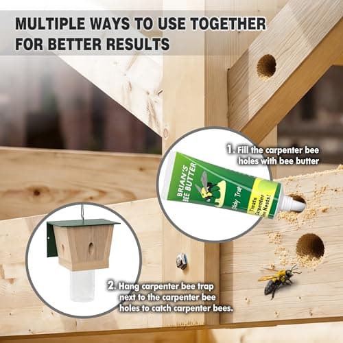 Carpenter Bee Trap for Outside - Green Pentroof Shed Style Nature Hanging Wood Carpenter Bee Traps Outdoor - Best Bee Trap - Insect Traps with Removable Vault (1 Pack) — view 5