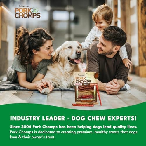 Pork Chomps Dog Chews, 5 Inch Munchy Sticks, 50 Count - Assorted Flavors: Roasted Pork, Chicken, & Bacon - Long-Lasting Treats for Dogs - High Protein, Low Fat, Healthy & Delicious Chews (1 Pack) — view 6