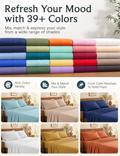 LuxClub 4 PC King Size Sheet Set Bed Sheets Deep Pockets Wrinkle Free Cooling Bed Sheets Machine Washable Hotel Bedding Silky Soft - White King — view 4