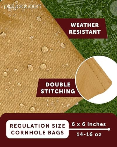 Play Platoon Weather Resistant Cornhole Bags - Set of 8 Regulation Corn Hole Bean Bags - Gold & Black - Durable Duck Cloth Corn Hole Bags for Tossing Game, Includes Tote Bag — view 2