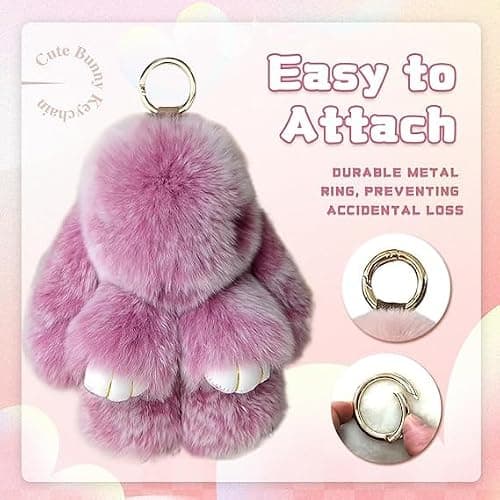 2026 New Bunny lulu Keychain, Cute Soft Fuzzy Bunny Keychain with Tin Box, Rabbit Charm for Bags, Easter Gift (B) — view 2