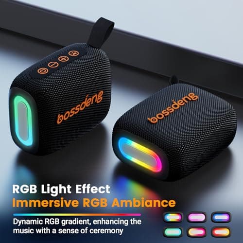 IPX5 Waterproof Portable Bluetooth Speaker, Compact Wireless Outdoor Travel Speaker with Lights & Lanyard, 10H Playtime, BT 5.3 Stable Connection, Mini Pocket Sound Box for Beach Camping Shower — view 2