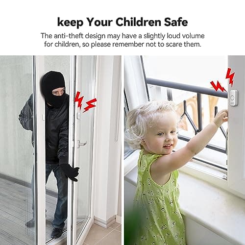 Window Alarm Door Alarms for Kids Safety, VOXON Wireless Door Alarm for Home Security Personal Security Window Alarms Sensor Burglar Door Alarm for Pool, Cars, Sheds, Caravans DIY Kit Pack of 2 — view 3