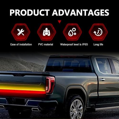 Icyfond Tailgate Light Bar, 12V 60-inch Led Tailgate Light Bar Strip, Triple Row High Brightness Lights Strips with Red Brake/White Reverse/Sequential AmberTurn Signals, for Pickup Trailer SUV RV Van — view 2