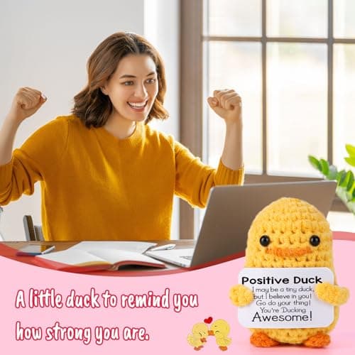 MBL Back to School Gifts for Students - Funny Crochet Duck Birthday First Day of School Gifts for Students Kids, Feel Better Stress Relief Inspirational Gift for College Friends Her Him Boss Coworker — view 4
