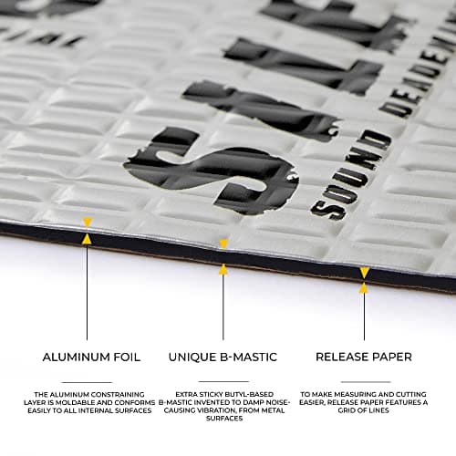 Siless 80 mil (2mm) 18 sqft (1.7 sqm) Car Sound Deadening mat - Butyl Automotive Sound Deadener - Noise Insulation and Vibration Dampening Material (18 sqft)