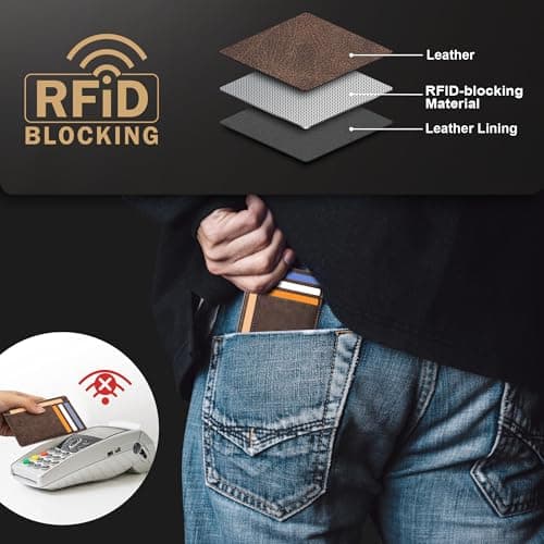 Travelambo Front Pocket Minimalist Leather Slim Wallet RFID Blocking Medium Size(Crazy Horse Coffee) — view 5