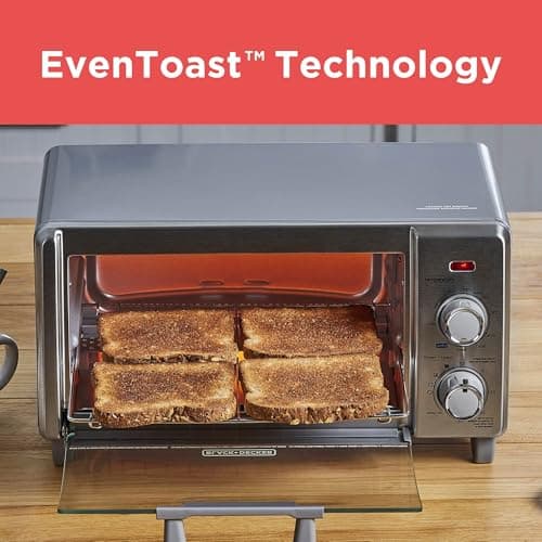 BLACK+DECKER Crisp 'N Bake Air Fry Countertop Convection Toaster Oven, Medium Capacity, 4-Slice, 5-in-1, Fits 9” Pizza, 30-Min Timer, Bake, Broil, Air Fry, Toast, Keep Warm, Stainless Steel — view 5