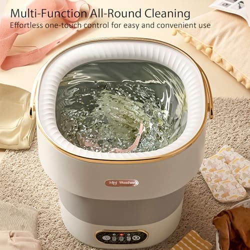 Portable Foldable Washing Machine, Mini Washer for Deep Cleaning, Ideal for Underwear Baby Clothes, Compact for Apartment Dorm Hotel 20L Grayish White — view 5