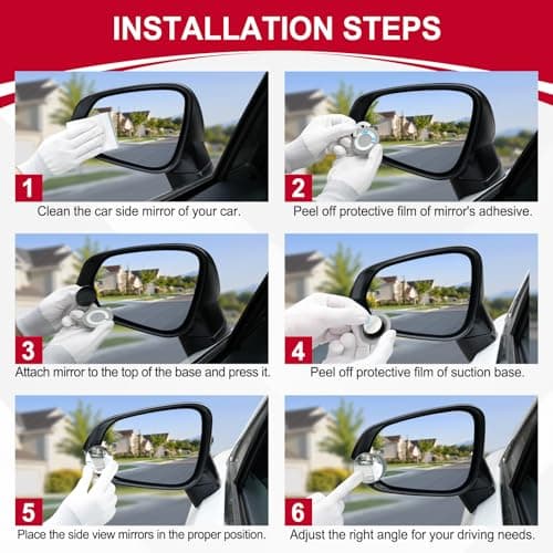 LivTee Blind Spot Mirror, 2" Round HD Glass Frameless Convex Rear View Mirrors Exterior Accessories with Wide Angle Adjustable Stick for Car SUV and Trucks, Pack of 2 — view 3
