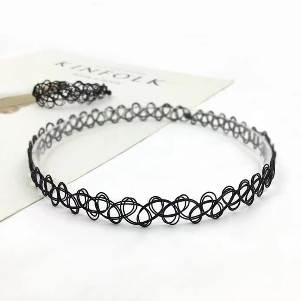 LICQIC 90s Choker Necklace Kit, Tattoo Choker Necklace, Elastic Stretchable Neon Chokers, Gothic Tattoo Choker Chain Jewelry for Women Girls — view 2