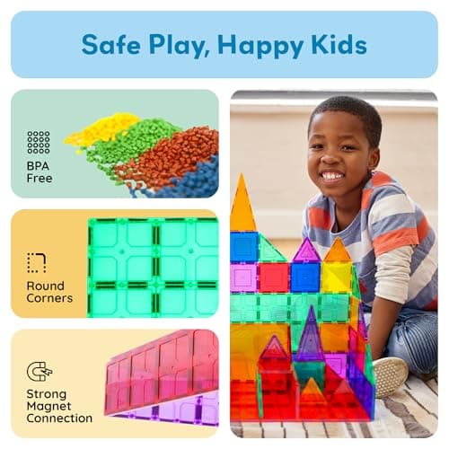 PicassoTiles Kids Toy Magnetic Building Blocks Magnet Tiles Supersized 12pc Large Stabilizer Base Jumbo XL Plate Foundation Education Construction Kit Engineering STEM Children Learning Stacking Set — view 5