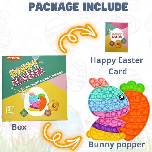 Easter Bunny Poppers, Bunny Carrot Pop Bubble Fidget Sensory Toy, Puzzle Popper, Easter Gifts for Kids,Toddler, Easter Basket for Toddlers Girl, Easter Toys, Stocking Easter Basket Stuffers (Rainbow)