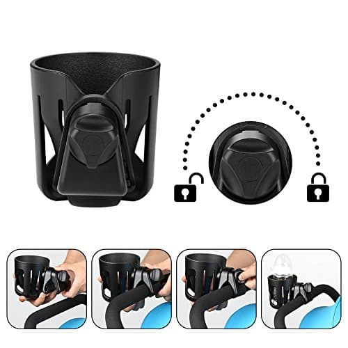 Accmor Stroller Cup Holder, Universal Cup Holder for Walker Wheelchair Bike, 360° Rotatable Stroller Cup Holder Attachment Accessories for Walker, Wheelchair, Scooter — view 3