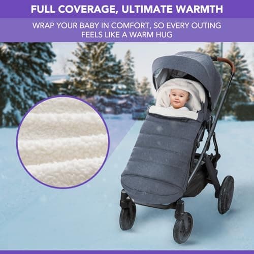 Bunting Bag for UPPAbaby Vista, V2, V3, Cruz, V2, V3 RumbleSeat, V2, V3 Ridge, Minu Strollers, Warm and Ultra-Plush Waterproof Stroller Footmuff, Extendable Winter Stroller Cover, Sleeping Bag — view 3