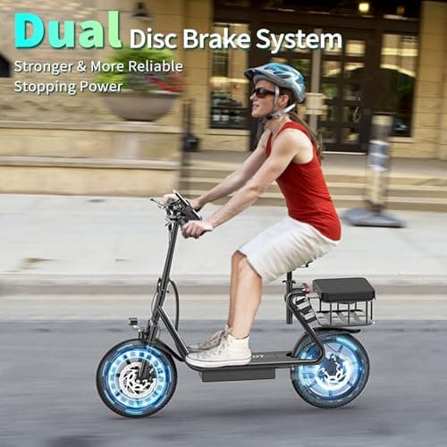 Maxshot Electric Scooter, 8.5" /10" /14" Tire, 16/19/22 Mph Top Speed, 12/16/21/27/28/49/50 Miles Long Range, Folding Escooter for Adults and Kids with Seat Bag, Dual Braking, Dual Suspension, App — view 3
