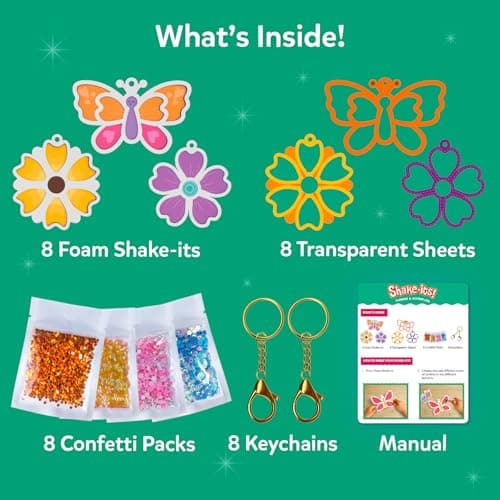 Skillmatics Shake-its – Glitter Craft Kit for Kids, DIY Arts & Crafts with Keychains, Mess-Free Activity, Travel Toy, Flowers & Butterflies, Birthday Gifts for Girls & Boys Ages 4, 5, 6, 7, 8, 9 — view 6