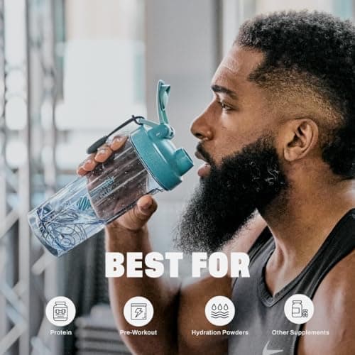 BlenderBottle Shaker Bottle Pro Series Perfect for Protein Shakes and Pre Workout, 28-Ounce, Cerulean Blue — view 5