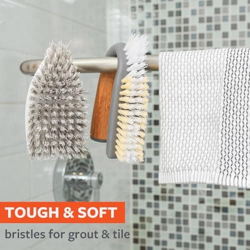 Full Circle Grunge Buster, Grout & Tile Scrub Brush, Recycled Materials, Tough & Durable, Grey — view 5