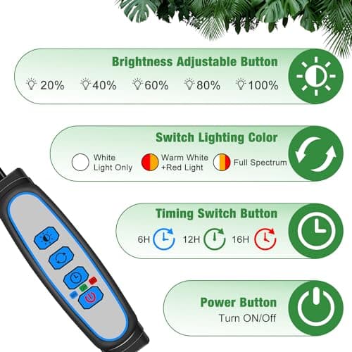 Wolezek Grow Lights for Indoor Plants, 6000K 40 LEDs Full Spectrum Plant Grow Lights Indoor, White Grow Lamp with Clip, Auto ON & Off Timer 6/12/16H, 3 Modes, 5-Level Dimmable Brightness — view 4