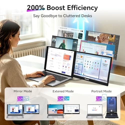 Blackview Laptop Screen Extender, 14" 1080P FHD IPS Portable Monitor, Ultra-Slim Travel Dual Monitor Fit for 13"-17.3" Laptops, USB-C Plug &Play Extended Screen for Windows/Mac/Android/Switch — view 3